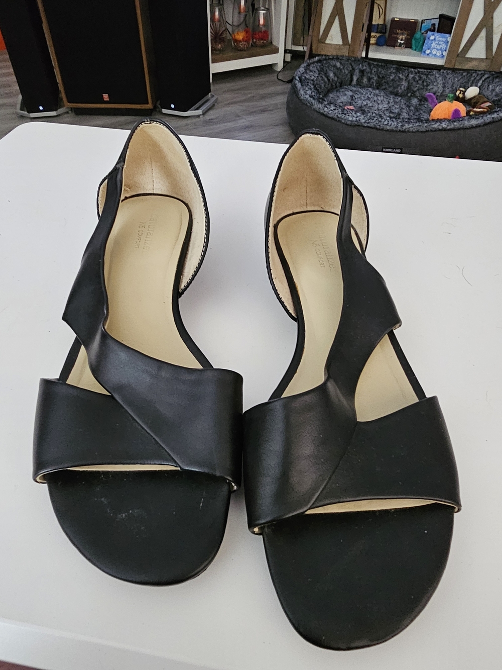 Naturalizer Black Open-Side D'Orsay Flat Sandals